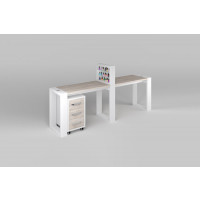 Двухместный маникюрный стол &quot;Matrix&quot; с подставкой для лаков и тумбой