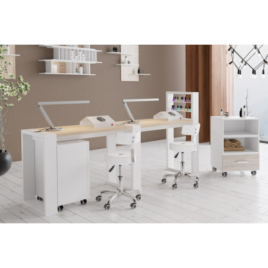 Двухместный маникюрный стол &quot;Matrix&quot; с подставкой для лаков